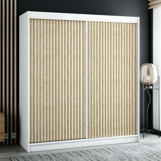 Gloucester I 200cm Sliding 2 Door Wardrobe Strips Design - White