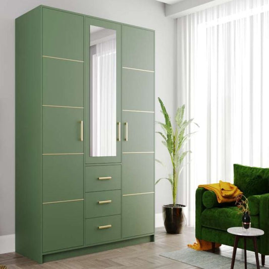 Barnsley Green 3 Door Hinged Mirrored Wardrobe with Drawers | Functional Elegance | Furco