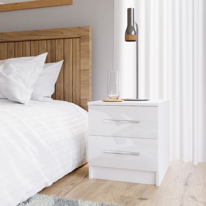 Warrington Sliding Bedroom Set with 208cm Wardrobe, Bedside and Chest - Black, Grey, White