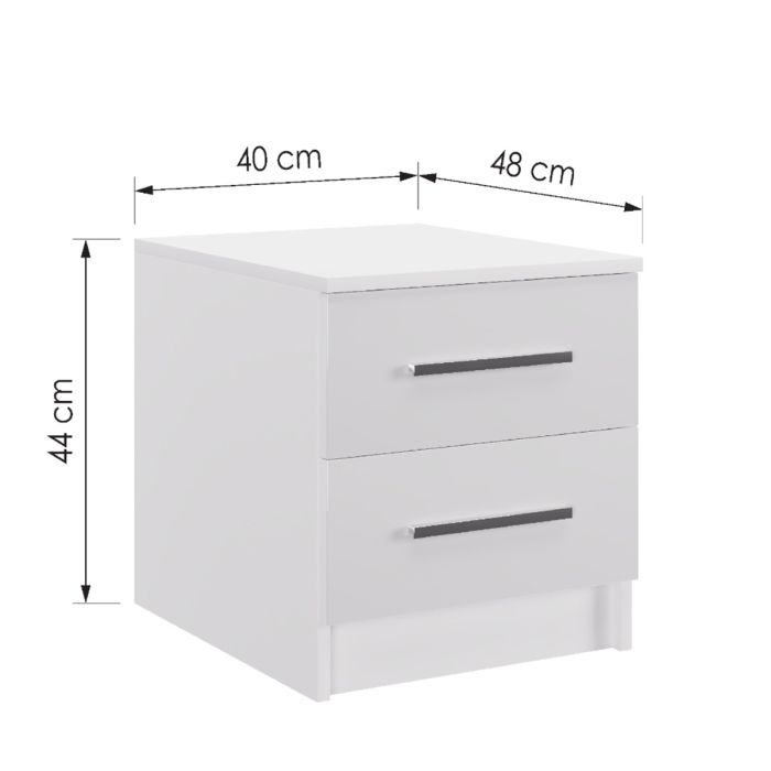 Warrington Sliding Bedroom Set with 208cm Wardrobe, Bedside and Chest - White, Grey, Black