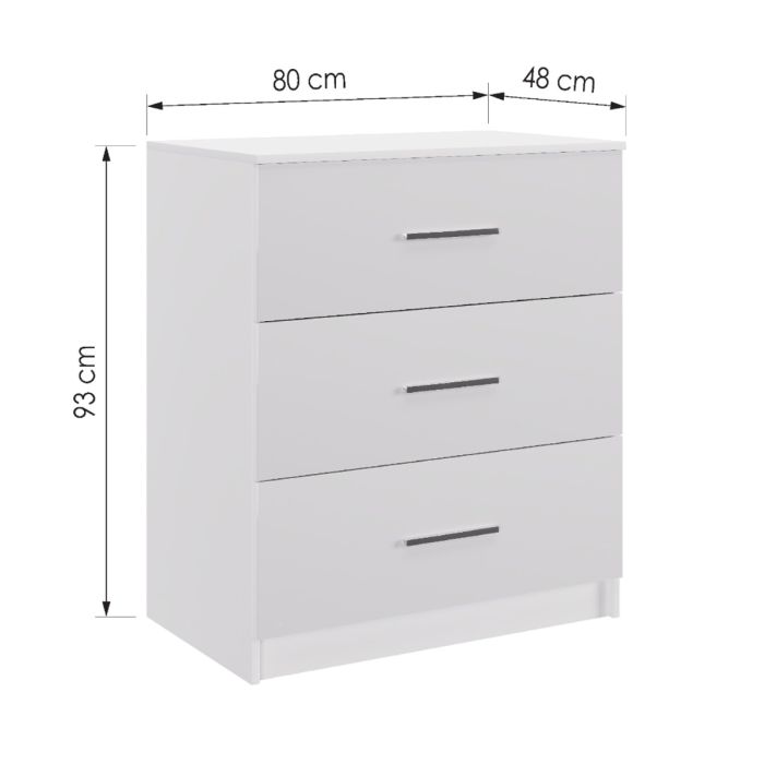 Warrington Sliding Bedroom Set with 208cm Wardrobe, Bedside and Chest - White, Grey, Black