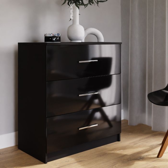 Warrington Sliding Bedroom Set Large 250cm Wardrobe, Bedside and Chest - White