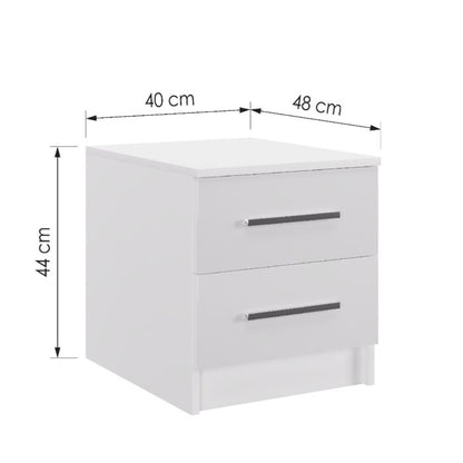Warrington Sliding Bedroom Set Large 250cm Wardrobe, Bedside and Chest - White