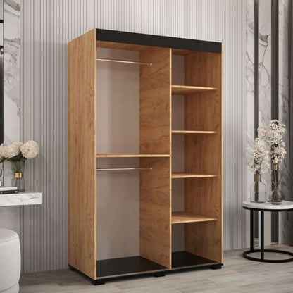 Marston Sliding 2 Door Full Mirror Wardrobe Oak Golden - 120cm Width