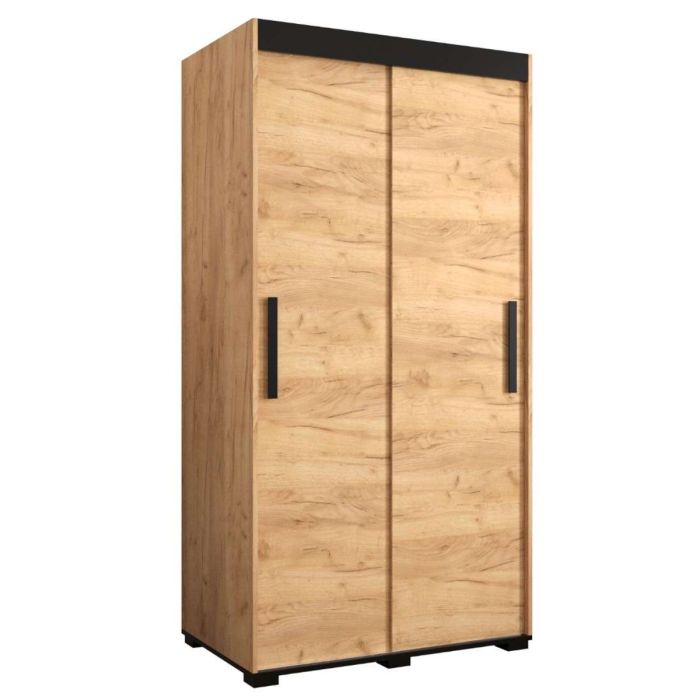 Marston Sliding 2 Door Wardrobe Golden with Black Top - 100cm Width