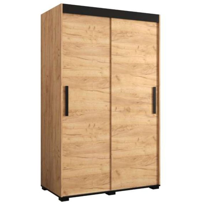 Marston Sliding 2 Door Wardrobe Golden with Black Top - 120cm Width
