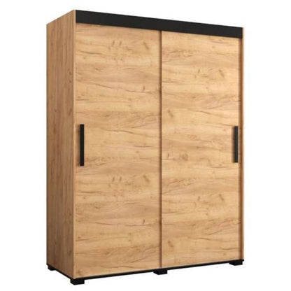 Marston Sliding 2 Door Wardrobe Golden with Black Top - 150cm Width