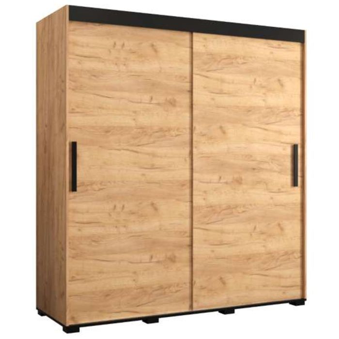 Marston Sliding 2 Door Wardrobe Golden with Black Top - 180cm Width