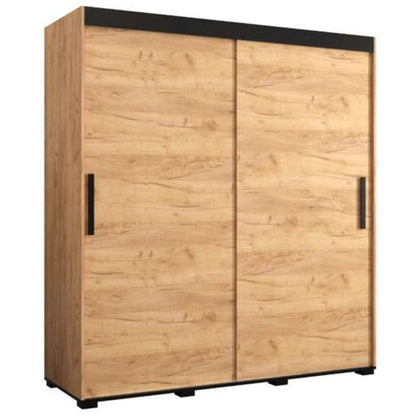 Marston Sliding 2 Door Wardrobe Golden with Black Top - 180cm Width