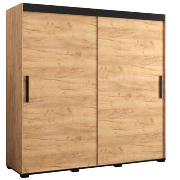 Marston Sliding 2 Door Wardrobe Golden with Black Top - 200cm Width
