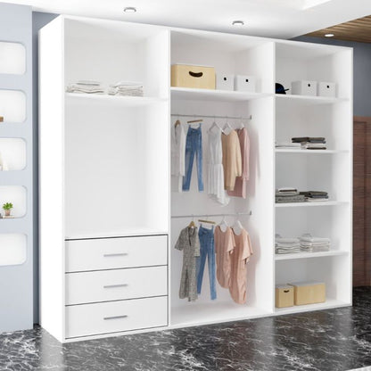 FURCO Giovany White 250cm Mirrored 3 Door Sliding Wardrobe - Bright and Spacious