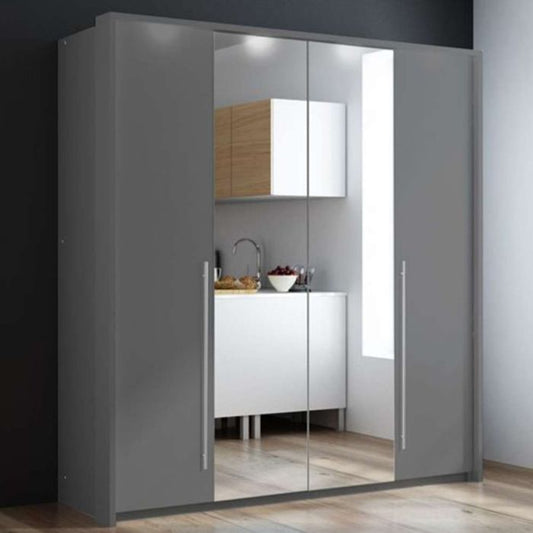 Kirklees Swinging 3 Door Wardrobe with Mirror - 210 Lava Grey