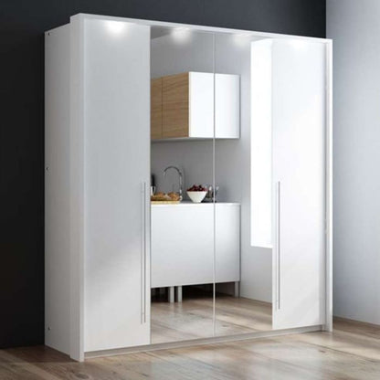 Kirklees Swinging Doors Wardrobe with Mirror - 210 White