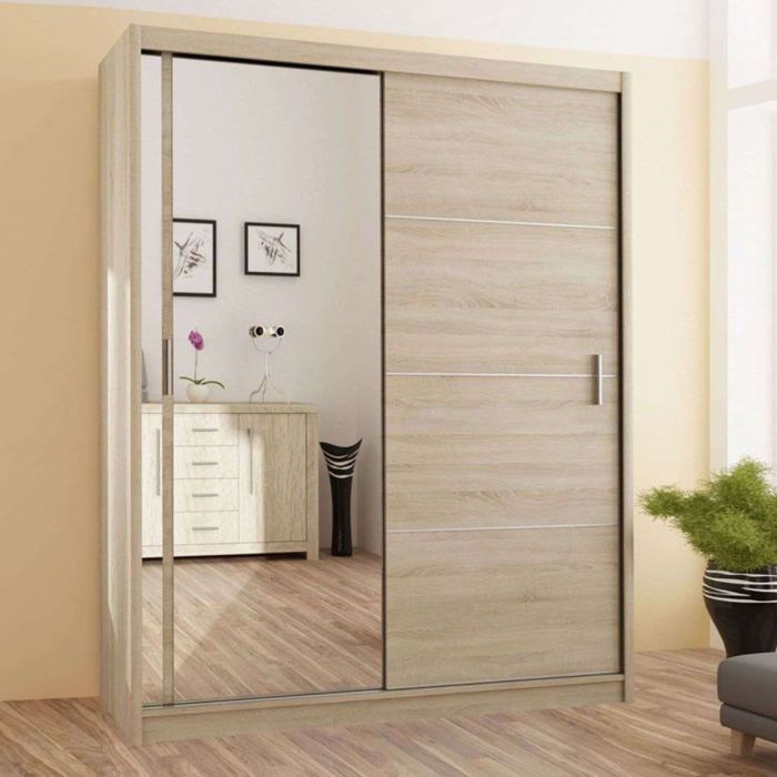 Broadland Sliding 2 Door 150cm Wardrobe with Mirror - Sonoma Oak