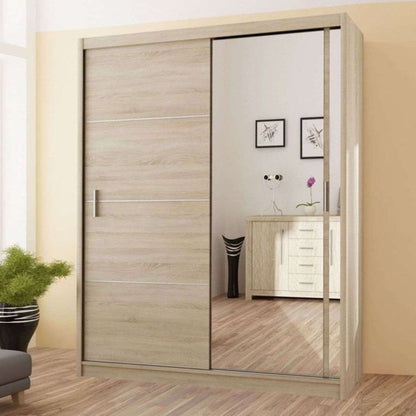 Broadland Sliding 2 Door 150cm Wardrobe with Mirror - Sonoma Oak