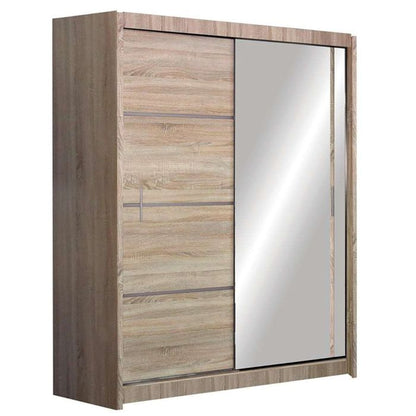 Broadland Sliding 2 Door 150cm Wardrobe with Mirror - Sonoma Oak