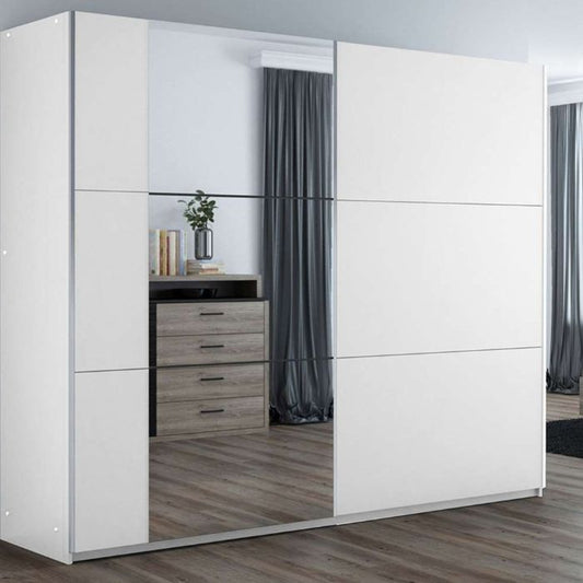 Oldham Sliding Mirror 2 Door 200cm Wardrobe - White