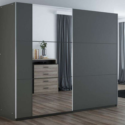 Oldham Sliding 2 Door 250 Wardrobe with Mirror - Graphite Grey