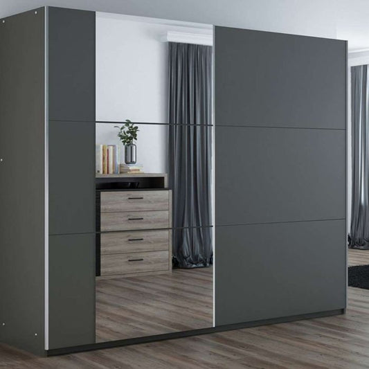 Oldham Sliding 2 Door 250 Wardrobe with Mirror - Graphite Grey