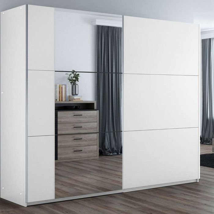 Oldham Sliding 3 Door 250 Wardrobe with Mirror - White