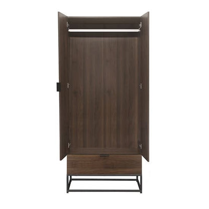 Houston Wooden Wardrobe With 2 Doors And 1 Drawer In Walnut