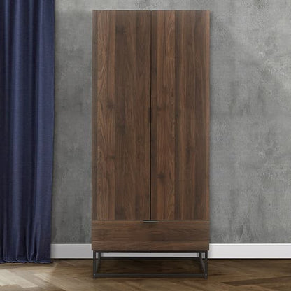 Houston Wooden Wardrobe With 2 Doors And 1 Drawer In Walnut