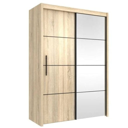 Idaho Mirrored Wardrobe With Sliding 2 Doors In Sonoma Oak