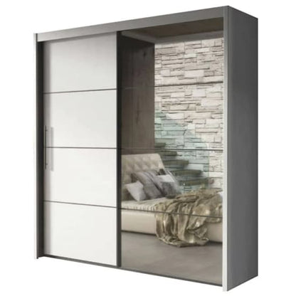 Idaho Wooden Wardrobe With Sliding 2 Doors In Graphite
