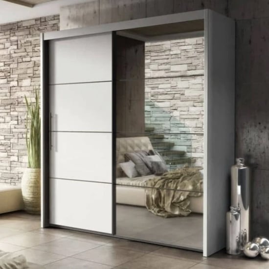 Idaho Wooden Wardrobe With Sliding 2 Doors In Matt White