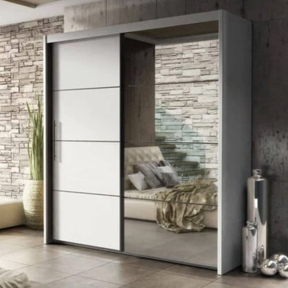 Idaho Wooden Wardrobe With Sliding 2 Doors In Matt White