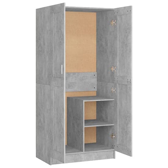 Inara Wooden Wardrobe With 2 Doors In Concrete Effect