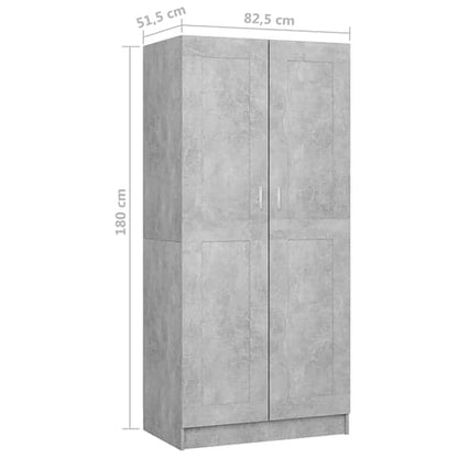 Inara Wooden Wardrobe With 2 Doors In Concrete Effect