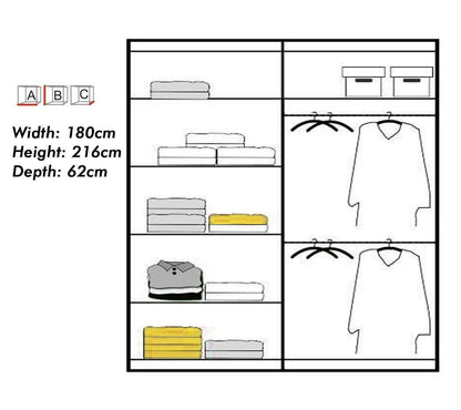 FURCO | Infinite | Black High Gloss Sliding 2 Door Wardrobe | 150/180 cm | Sophisticated & Luxurious