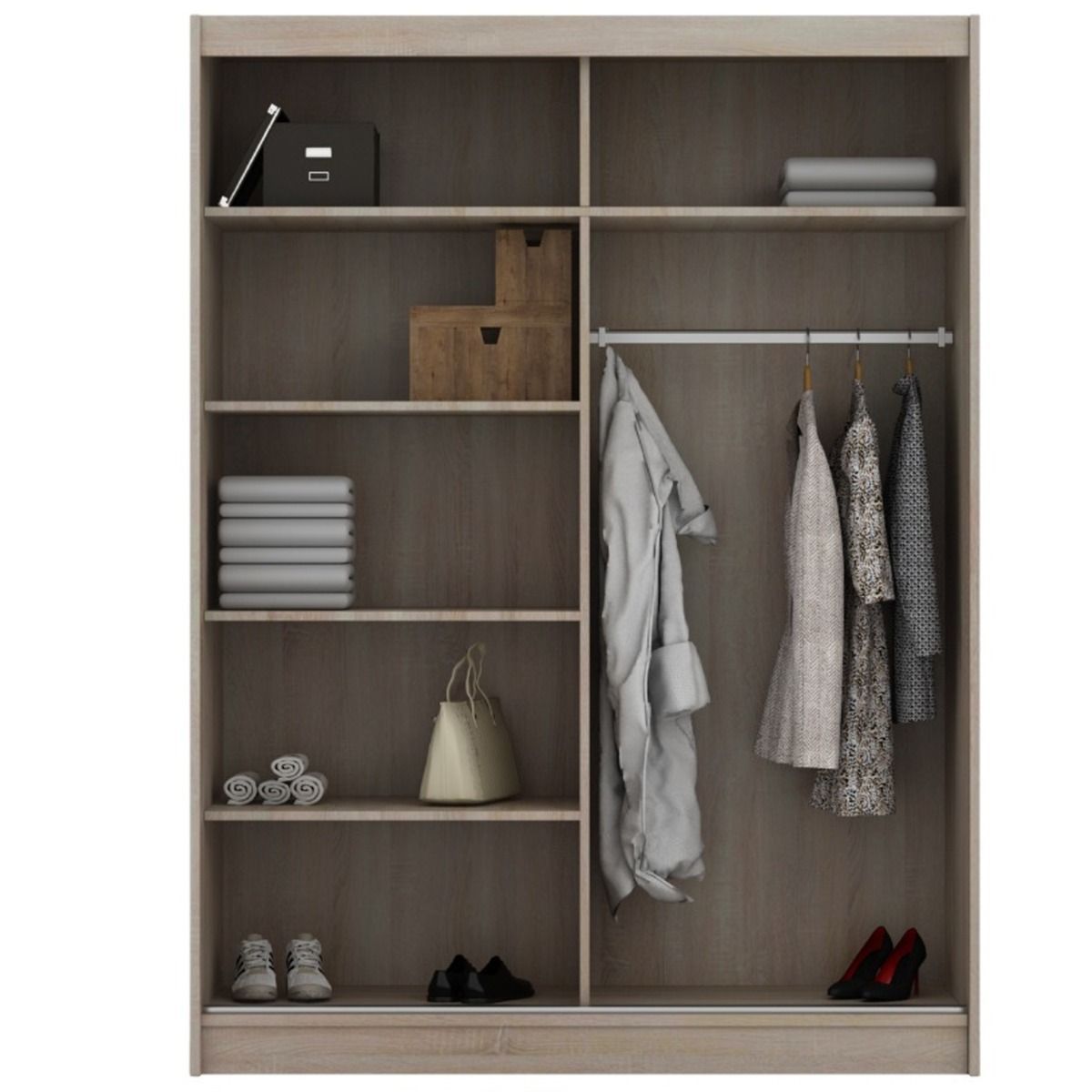 FURCO | Infinite | Black High Gloss Sliding 2 Door Wardrobe | 150/180 cm | Sophisticated & Luxurious