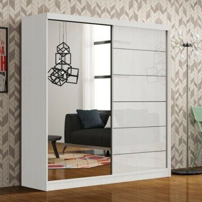 FURCO | Infinite | White High Gloss Sliding 2 Door Wardrobe | 150/180 cm | Crisp & Contemporary Elegance