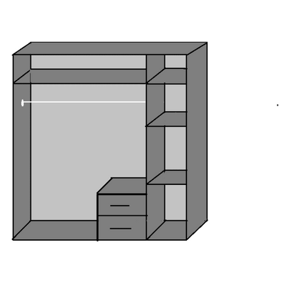 Tiya 2 Door 2 Drawer Mirrored Gloss Wardrobe | White & Black | Bold Contrast | Furco