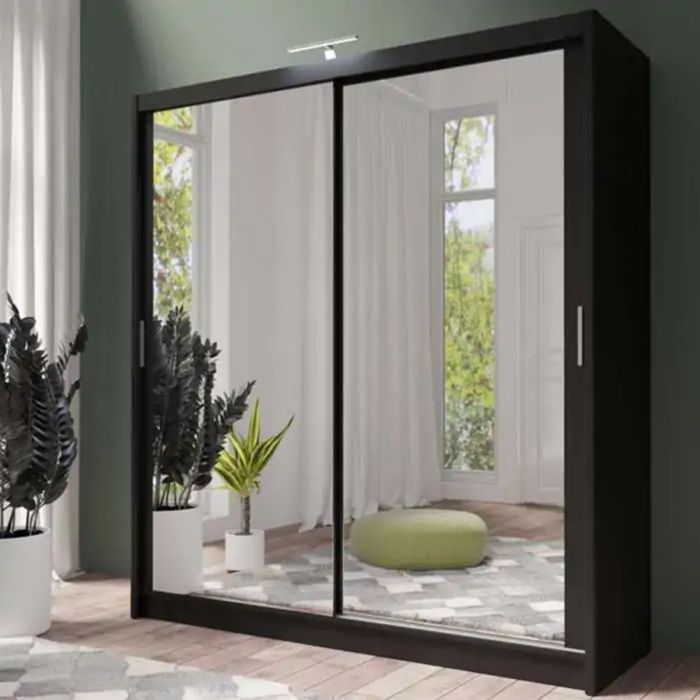 Avant Black 2 Door Sliding Wardrobe | 203cm & Other Sizes | Bold & Stylish | Furco