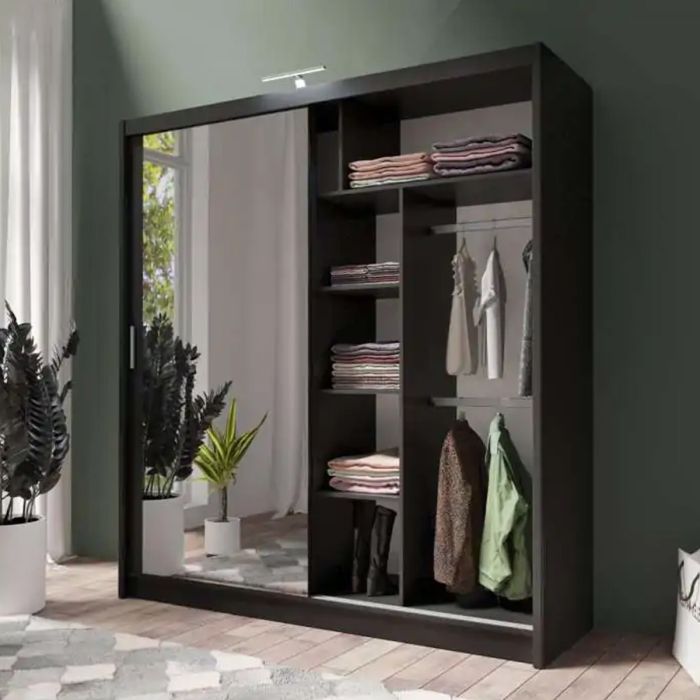 Avant Black 2 Door Sliding Wardrobe | 203cm & Other Sizes | Bold & Stylish | Furco