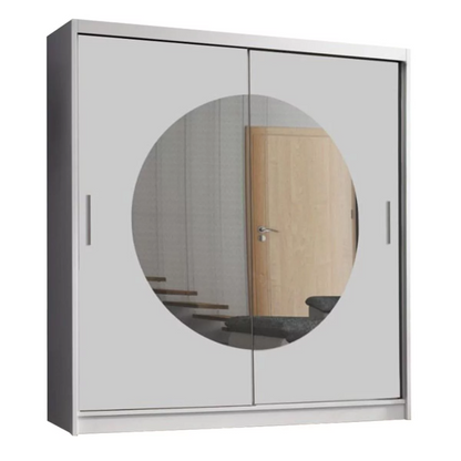 FURCO | Moon Sliding 2 Door Wardrobe | Crisp White | Available in 150/203 cm | Sleek & Functional