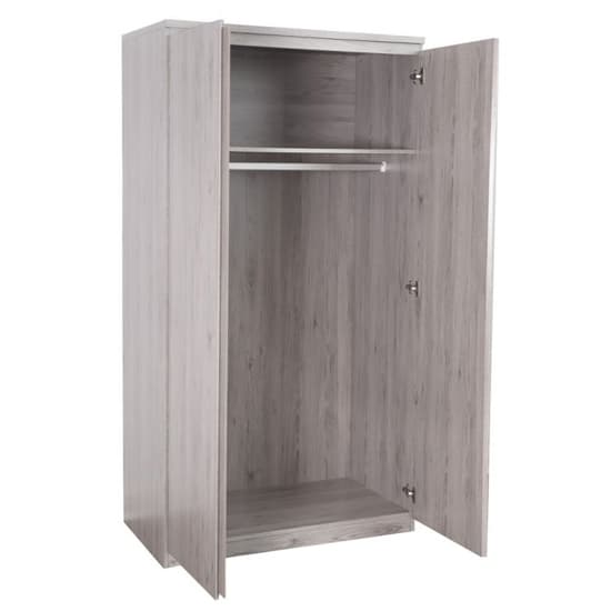 Jadiel Wooden Wardrobe In Grey Oak With 2 Doors