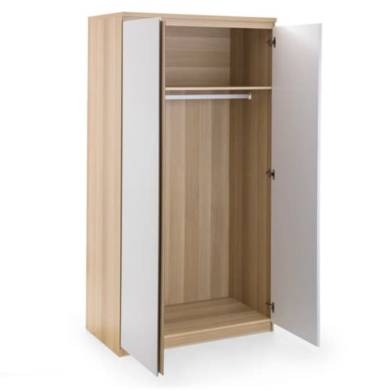 Jadiel Wooden Wardrobe In Oak And White With 2 Doors