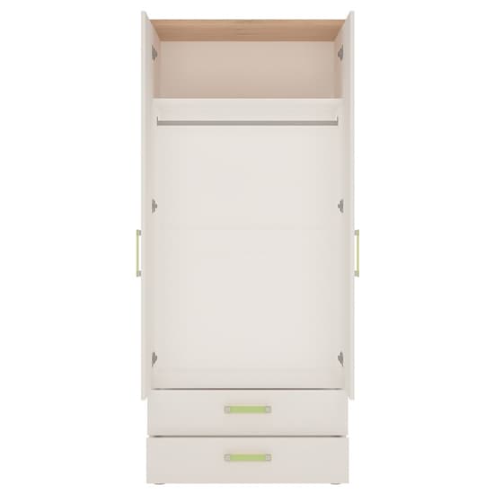 Kaas Wooden Wardrobe In White High Gloss And Oak