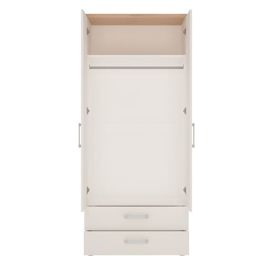 Kast Wooden Wardrobe In White High Gloss And Oak