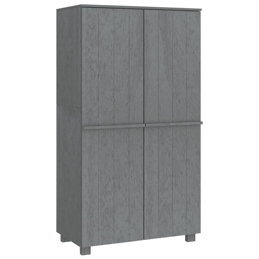 Kathy Solid Pinewood Wardrobe With 2 Doors In Dark Grey