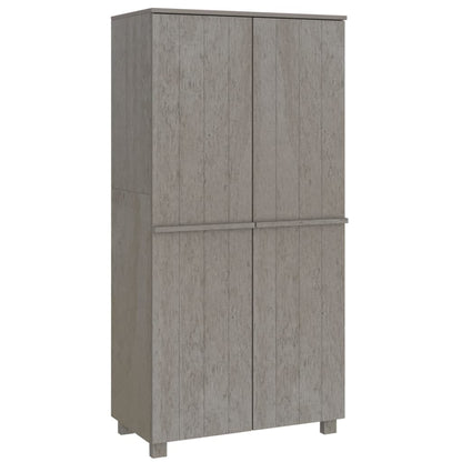 Kathy Solid Pinewood Wardrobe With 2 Doors In Light Grey