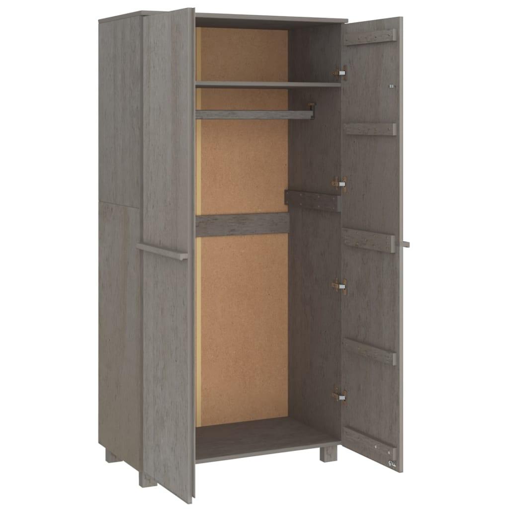 Kathy Solid Pinewood Wardrobe With 2 Doors In Light Grey