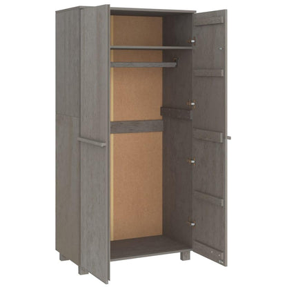Kathy Solid Pinewood Wardrobe With 2 Doors In Light Grey