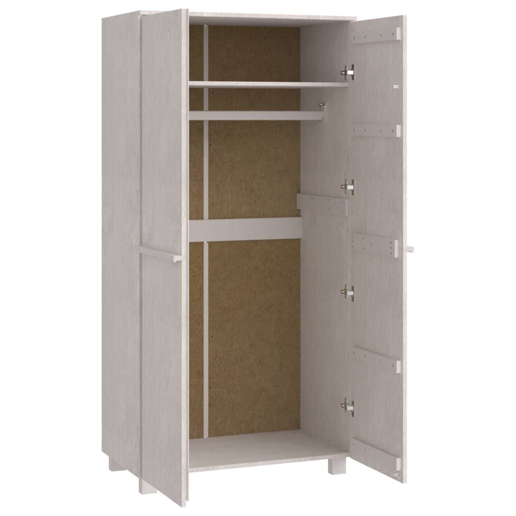 Kathy Solid Pinewood Wardrobe With 2 Doors In White