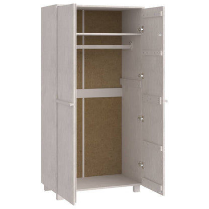Kathy Solid Pinewood Wardrobe With 2 Doors In White