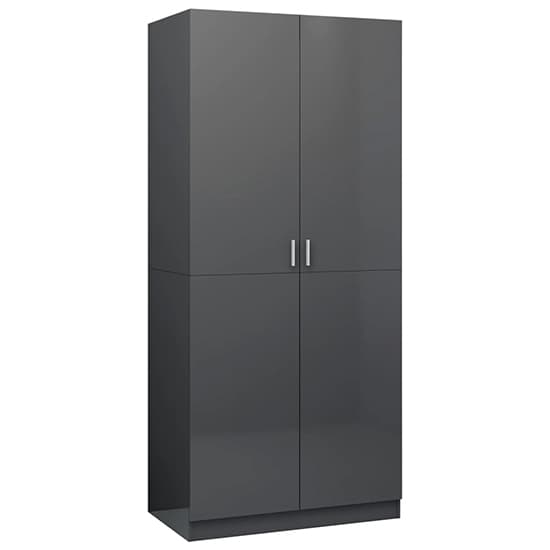 Kaylor High Gloss Wardrobe With 2 Doors In Grey